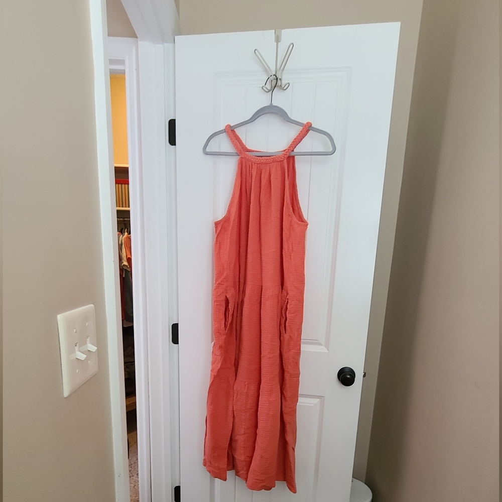 Coral Sleeveless Maxi Dress